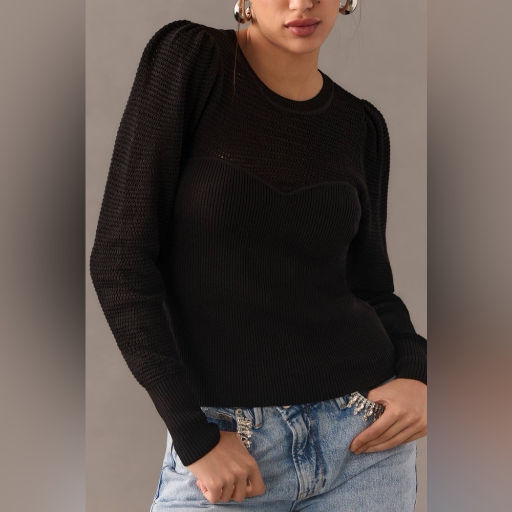 Anthropologie DH New York Pointelle Fitted
Sweater Size M